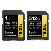 Lexar Professional 1800x 64GB 128GB 256GB 512GB 1TB SD Card UHS-II V60 C10 U3