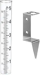 Rain Gauge with Stake Glass Tube Rain Measure Gauge for Landscape Fence Yard