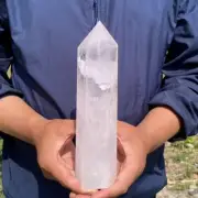 Top! 1.11kg Natural Clear quartz Obelisk Reiki Crystal Wand Point Tower Decor