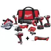 Milwaukee 6-Tool Combo Kit 18V Li-Ion Cordless w/ Impact Wrench + Multi-Tool