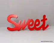 Home Wedding Decor Wooden Block Words Freestanding/Hanging - Sweet (Red)