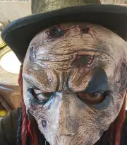 Creepy Scary Rubber Latex Halloween Mask with Hat and Dreadlocks Hair