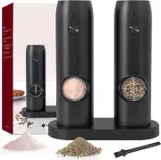 Electric Set of 2 Salt and Pepper Grinder with Base