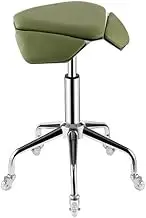 Saddle Stool,Ergonomic Stool with Wheels,Rolling Saddle Chair,Trapezoidal Seat and Adjustable Height for Home Office Salon Shop(Green)