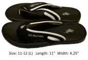 Mens U.S. Polo Assn. Slip On Sport Sandals Slippers Black White Flip Flops 11-12