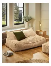 [Cadence & Co.] Wilde Ribbed Luxe Fleece Double Sofa Beanbag Lounge Cover in Natural Fawn