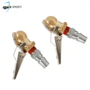 2pc Steel Fitting Air Tyre Chuck Ball Tire Valve Stem Lock On Clip Inflator