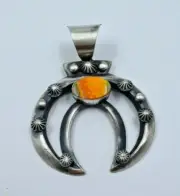 Stunning Navajo Sterling Silver Bumble Bee Jasper Naja Pendant Large 51.3 Grams
