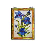 Stained Glass Tiffany Style Window Panel 24" Tall Suncatcher