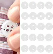 20PCS 20L Sewing Buttons Resin Round Flat 4-Hole Craft Replacement Buttons for Sewing Clothing and DIY, White-1.25cm