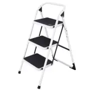 Folding Ladder 3-Step Handgrip Anti-Slip Platform Foldable Utility Safety Lock