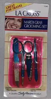 Sally Hansen La Cross Mardi Gras grooming Set CLIP, TWEEZERS ,FILE & SCISSORS