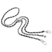 55 Inch Purse Chain Strap, Adjustable Handbag Chains for Bags, Black/Silver Tone