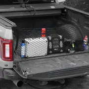 Set Black Double-Layers Cargo Storage Mesh Net Truck Bed Grocery Holder w/Hooks (for: Ford)