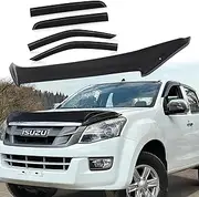 SUERAUTO4X4 Bonnet Protector Weather Shields for Isuzu Dmax D-max 2012-2016 Accessories, Tinted Black Bonnet Stone Hood Guard Weathershields Wind Deflectors Guard Window Visor, Ute Exterior