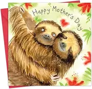 Twizler Mother's Day Card for Mum - Sloths - Happy Mothers Day Card from Son or Daughter - Mothering Sunday - Cute Mummy Mothersday