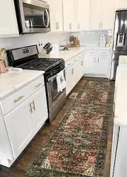 Stylish 2'6" x 10' Washable Vintage Floral Runner Rug with Non-Slip Backing