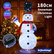 180cm Snowman Christmas LED Light Outdoor Decor Fairy String Ornament Top Hat