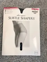 NEW ~ JC Penney~ Super Shaper Pantyhose ~ Girdle Top~ Sheer ~ Off BLACK ~Size QT