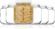 6 Pack of Half Gallon Mason Jars - Wide Mouth with Airtight Lid - Safe Container