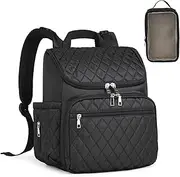 Diaper Backpack, 14x12x6 Inch Portable Large Capacity Baby Travel Bag with Independent Pouch & Pad, Baby Supplies with Insulated Bottle Compartment, Water-Repellent for Mom Outdoor Diaper Bag