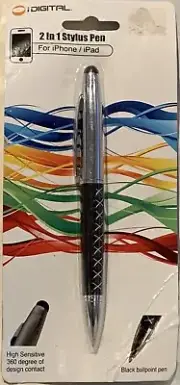 2 In 1 Stylus Pen Black Ballpoint For Iphone/Ipad Tablet Phone 360 Sensitivity