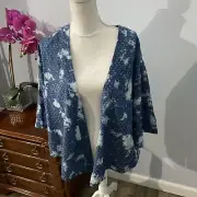 Chicos Size 1 Shibori Tie Dye Drape Front Jacket NWT MSRP$69