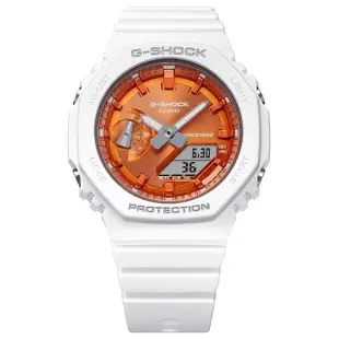 【CASIO 卡西歐】G-SHOCK WOMEN 冬季光彩 碳核心防護 八角雙顯腕錶 母親節 禮物(GMA-S2100WS-7A)