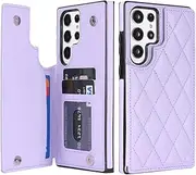 Wallet Double Button Small Fragrant Card Flip Leather Case for Samsung Galaxy A14 A52 A53 A54 Note 20 S23 Ultra S22 S21 S20 FE,Violet,for Galaxy A51