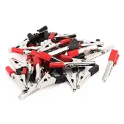 24pcs Black Red Plastic Handle Metal Electric Test Work Crocodile Alligator Clip