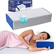 Cube Pillow with Adjustable Memory Foam for Side Sleepers - Cooling Ventilated Pillow Cover for Neck and Shoulder Pain Relief – Square Pillow for Sleeping - Cervical Rectangle Pillow for Back Sleepers