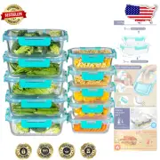 Airtight 10-Pack Glass Food Storage Containers - Microwave, Oven & Freezer Safe