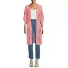 Women's Semi-Sheer Lace Mauve Glow Layering Top Kimono