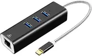 Beyori USB Hub,4-Port USB to Ethernet Hub for Laptop, USB Flash Drives with 1000M Ethernet, 3 USB 3.0 Ports and LED Indicato
