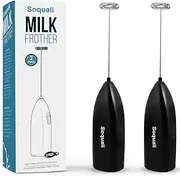 Milk Frother Handheld Battery Operated - Electric Whisk Coffee Frother Battery Stirrer, Hand Held Milk Foamer, Mini Mixer for Bulletproof Coffee, Cappuccino, Latte, Frappe & Matcha Tea (2 Pack)
