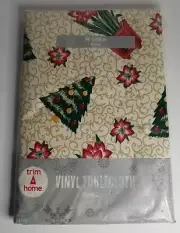 Christmas Flannel-Backed Vinyl Tablecloth 60” Round Trim A Home Kmart