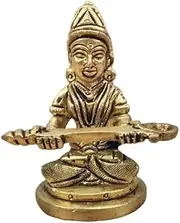 Brass Annapurna Devi Idol Statue 3"Inch - Sacred Hindu Goddess of Food & Nourishment Figurine - Hindu Goddess of Abundance & Prosperity - Ideal for Home Altar or Gift - Perfect for Office Temple Décor