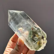 Top! 0.33kg Natural Ghost Quartz Obelisk Reiki Crystal Wand Point Tower + Stand