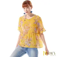 在飛比找momo購物網優惠-【MON’S】蠶絲花卉印花休閒上衣(100%蠶絲)
