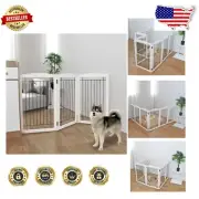 Portable Foldable Dog Gate 3 Panels - Stylish Wood & Metal Pet Barrier Solution