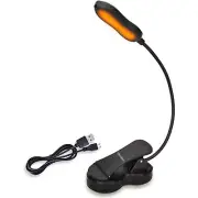 Amber Book Light, Rechargeable Blue Light Blocking Reading Light, Clip on Book