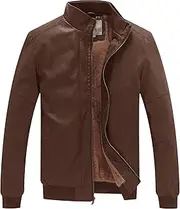[WenVen] Men's Winter Fashion Faux Leather Jackets