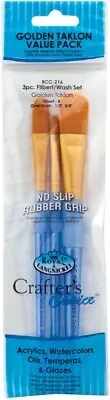 Crafter's Choice Gold Taklon Filbert/Wash Brush Set 3/Pkg-3/Pkg - 3 Pack