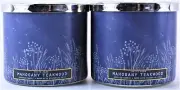 QTY 2 - Bath & Body Works White Barn MAHOGANY TEAKWOOD 3 Wick 14.5 Oz Candle