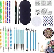 Mandala Dotting Tools, 40 Pieces Professional Supplies Tools Kits Include 4 Cardboards, 6 Stencil Templates, 2 Mini Easel, Paint Tray, for Painting Rocks Drawing & Drafting, Kids' Crafts, Nail Art