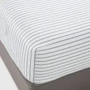 California King 400 Thread Count Performance Fitted Sheet Navy Stripe -
