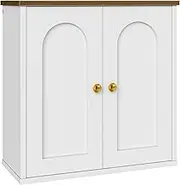CHOEZON Bathroom Wall Cabinet, Medicine Cabinet with Adjustable Shelf, Farmhouse Wall Mounted Storage Cabinet, Modern Wall Cabinet with 2 Door, for Bathroom, Living Room, Kitchen, White and Walnut