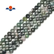 Moss Agate Faceted Flat Coin Beads 6mm 15.5" Strand