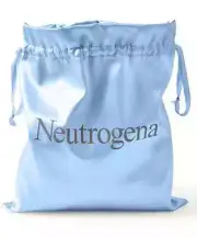 2 Large Neutrogena Blue Satin Drawstring Makeup Travel Storage Bags Cases 14x12