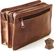 Men'S Quality Full Grain Vintage Genuine Leather Clutch/Travel Bag. Style No: 51